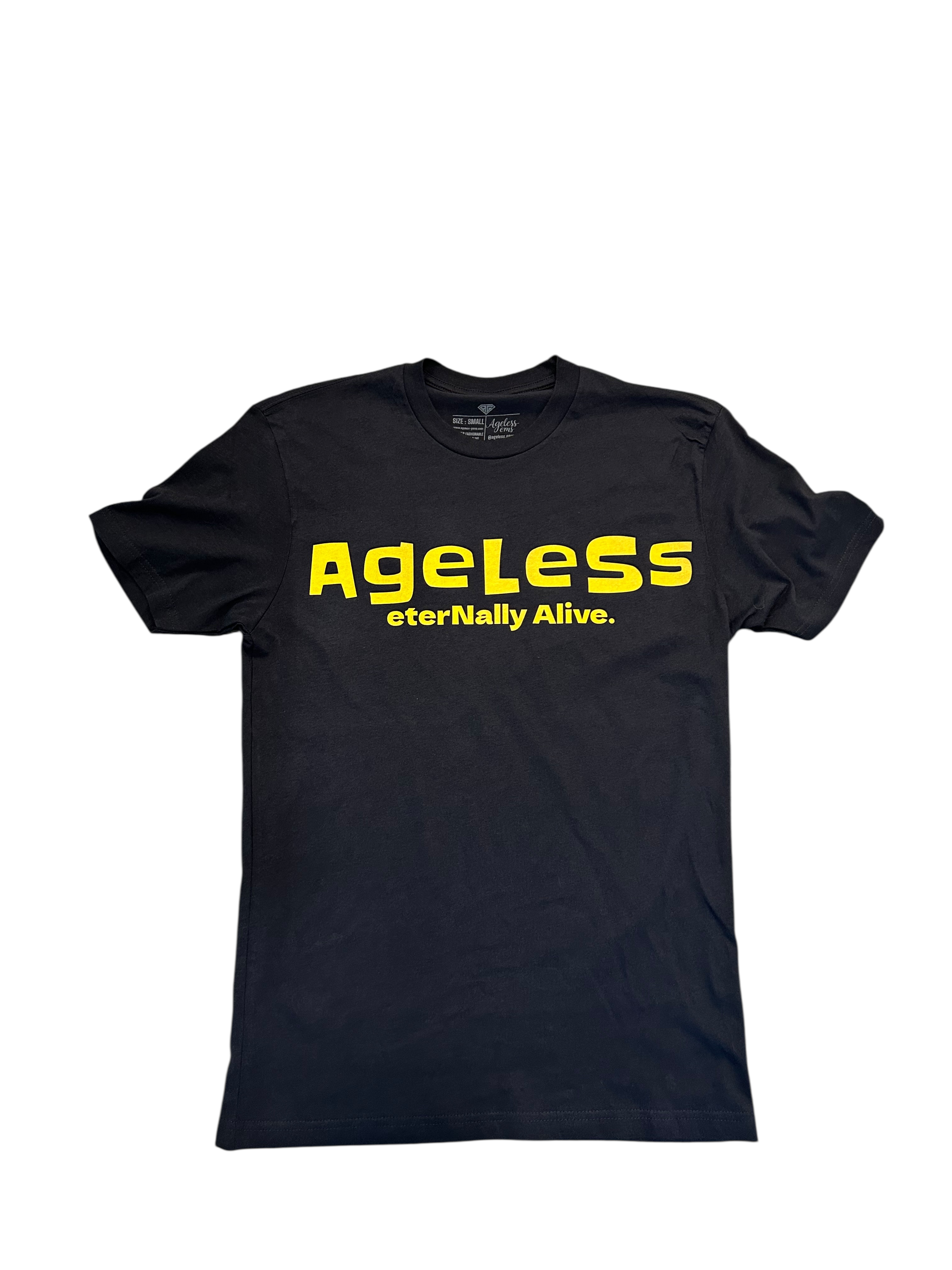 Ageless Eternally Alive Charcoal + Yellow Tee